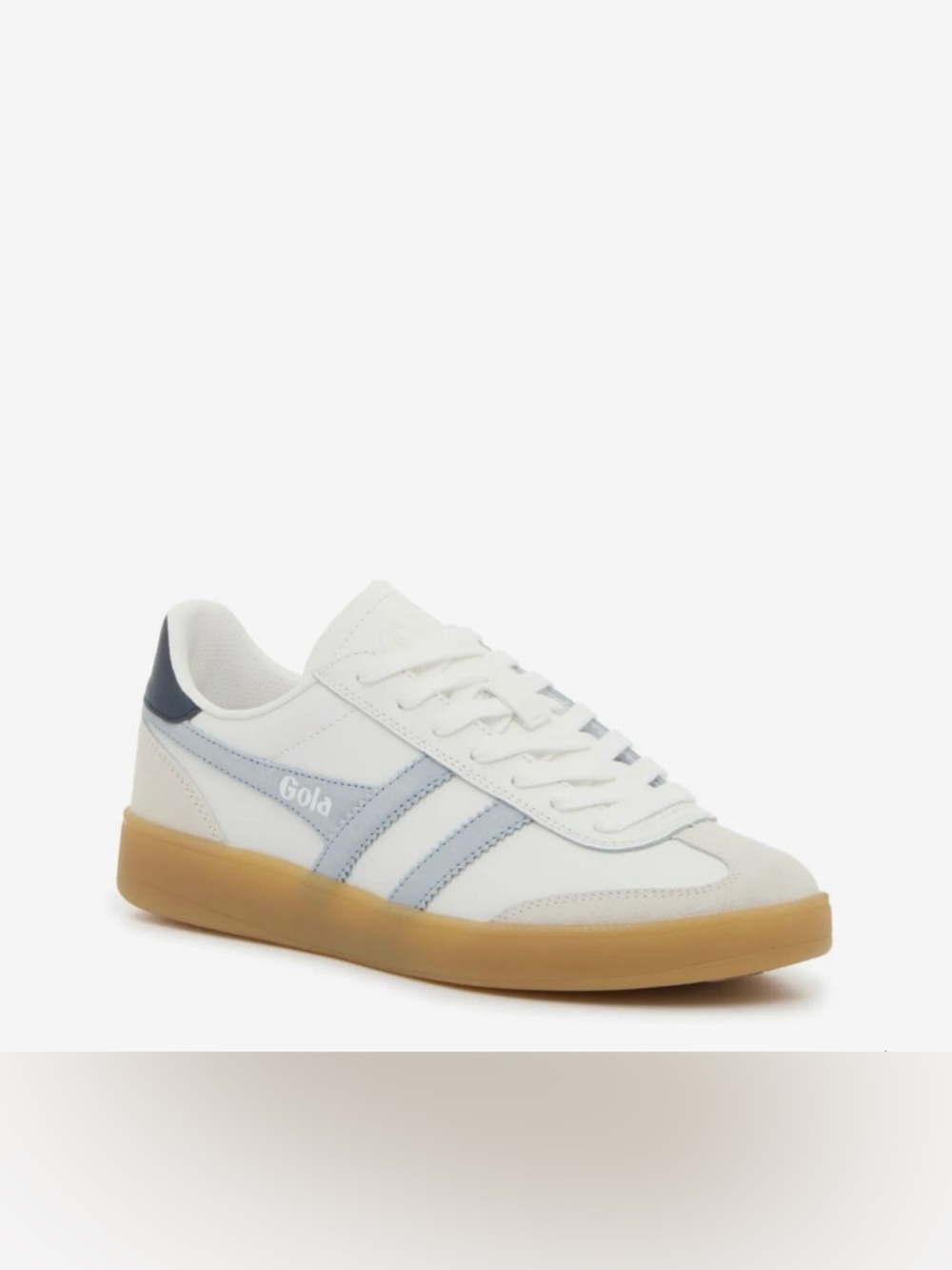 Gola Women Vipers White with Light Blue Stripe Retro Trainer